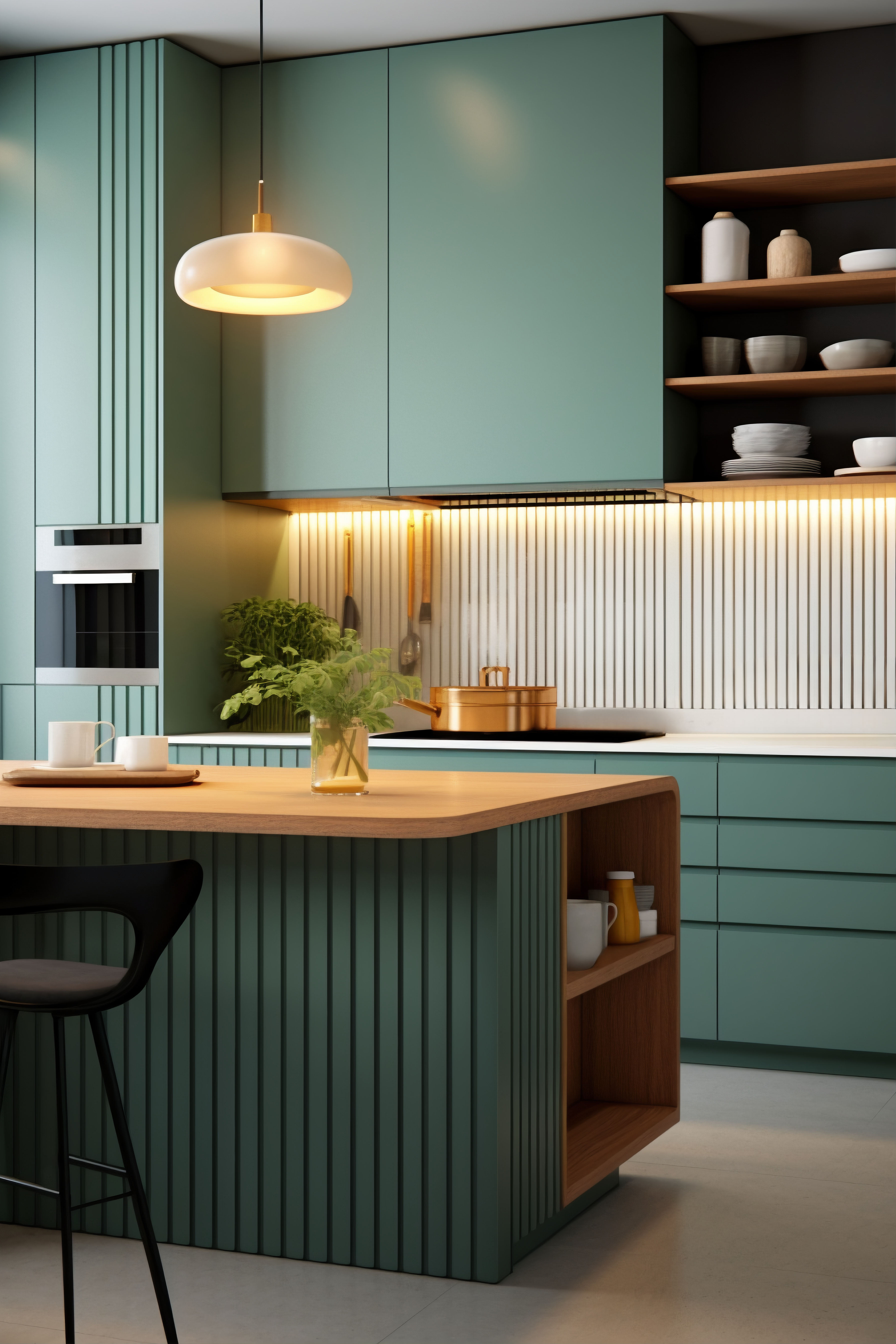 Finished wood interior with soft natural light